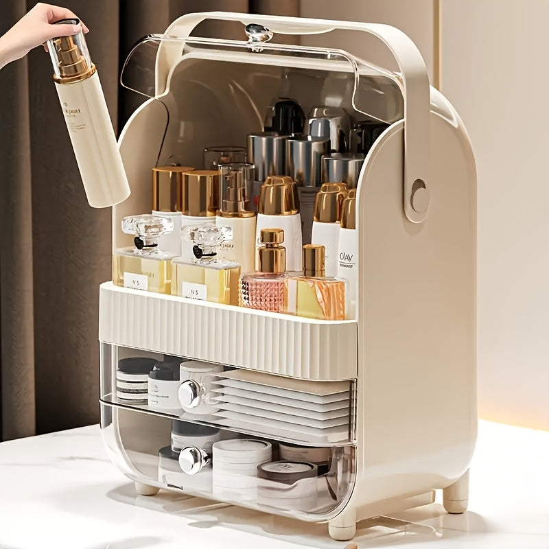 Makeup Organizer For Vanity, Make Up Organizers And Storage, Cosmetics Skincare Organizers With Lid And Drawers, Cosmetic Display Cases For Countertop, Bathroom, Dresser, Ideal Gifts For Women, Mounted Closet Systems