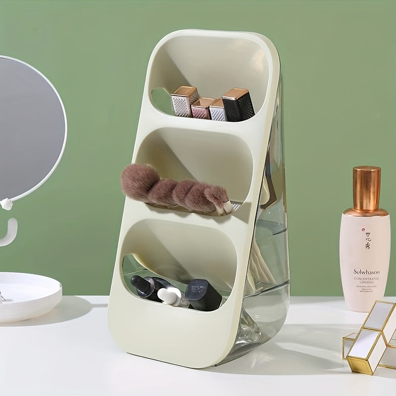 3-Tier Makeup Brush Holder & Organizer with Multiple Compartments – Lightweight Plastic Countertop Storage for Brushes, Lipsticks, Skincare Products, and Stationery – Perfect for Bathroom or Vanity Display, Makeup Brush Holder