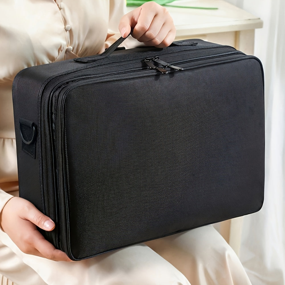 Travel Professional Makeup Case Large Capacity Multi-Layer Beauty Storage Bag Portable Makeup Tool Bag for Business Trips Multi-Functional Cosmetics and Skincare Organizer Box with Brush Holder Design
