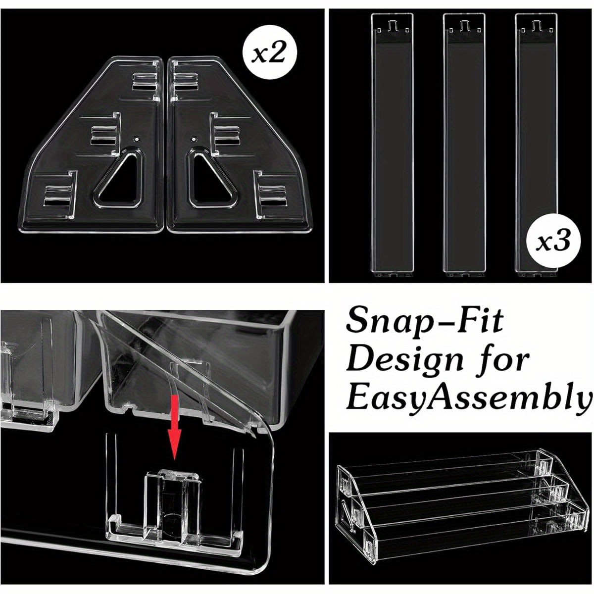 2pcs Clear Organizer - Space-Saving Vertical Storage for Glasses, Fashion Glasses, Nail Polish, Essential Oils, Makeup - Bathroom, Vanity, Salon, Office - No Assembly Needed, Easy Insertion, Vanity Accessory, Threelayer Organizer, Acrylic Material