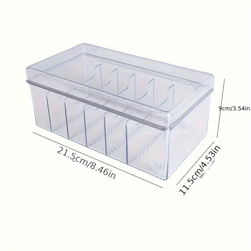 6-Compartment Acrylic Storage Box with Lid - Dustproof, Space-Saving, Clear Display, Modern Flip-Top Design for Cosmetics, Makeup Brushes, and Small Items, Makeup Organizer Storage, Playful Design, Transparent Compartments