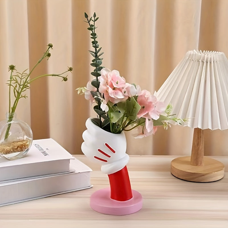 2pcs Disney Mickey & Minnie Mouse Fist Glove Pen Holders - Multifunctional Resin Storage Organizer for Makeup Brushes, Pens, Home Decor - Valentine's Day, Birthday, Wedding Gift (Minimalist Style), Desk Organizer, Playful Design, Durable Decor Item,