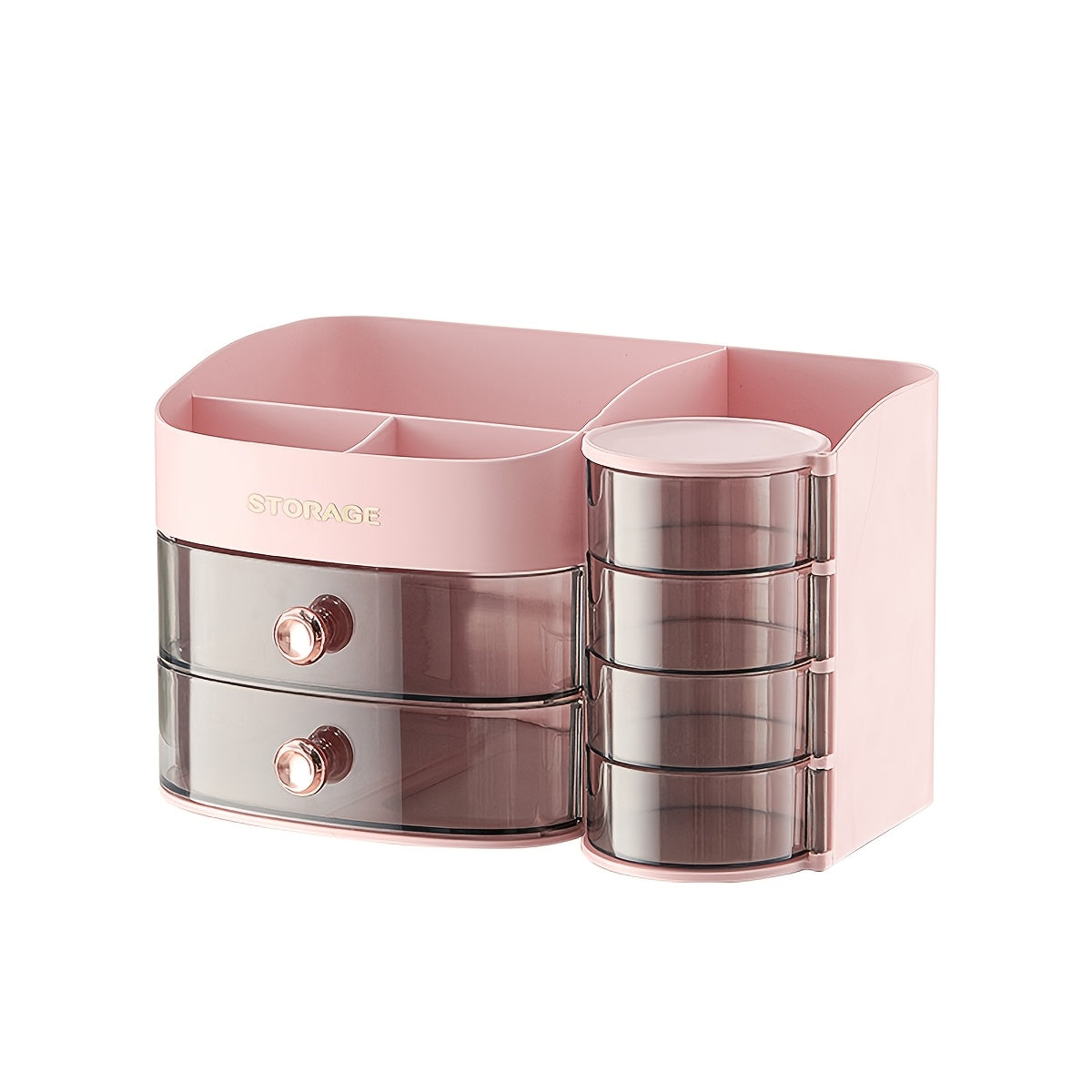 Desk Organizer Cosmetic Storage Box with Drawers - Plastic, Ideal for Lipstick and Facial Masks