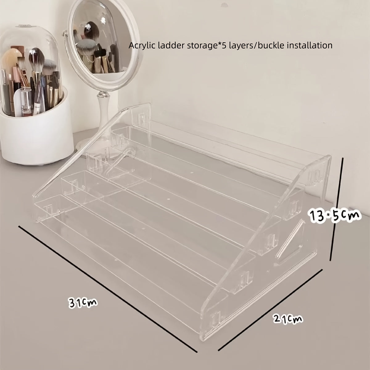 Clear Acrylic Makeup Organizer for Desk - Lightweight, Polished Finish, Multi-Compartment Storage for Cosmetics, Lipsticks, Eyeshadows, Brushes - Transparent Design for Easy Visibility, Makeup Vanity Desk, Sleek Design, Durable Construction