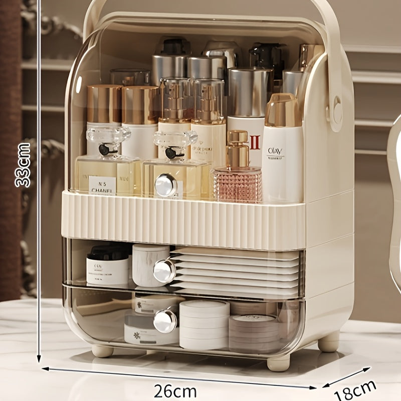 Makeup Organizer For Vanity, Make Up Organizers And Storage, Cosmetics Skincare Organizers With Lid And Drawers, Cosmetic Display Cases For Countertop, Bathroom, Dresser, Ideal Gifts For Women, Mounted Closet Systems